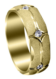 Yellow Gold Diamond Mens Wedding Band | 0.3 Carats | Wire Matt Finish (Brendan)