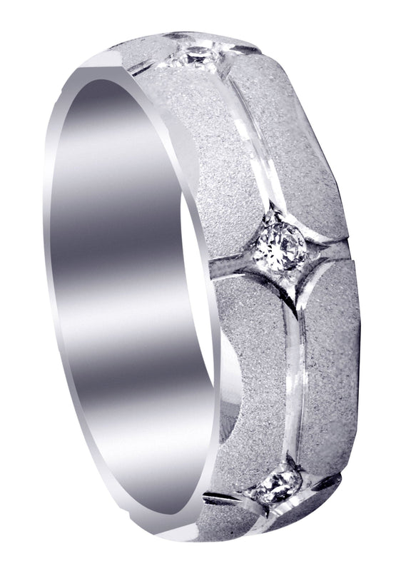 Diamond Mens Wedding Band | 0.3 Carats | Wire Matt Finish (Brendan)