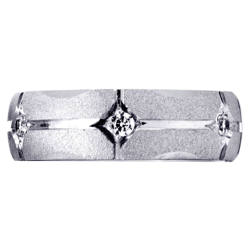 Diamond Mens Wedding Band | 0.3 Carats | Wire Matt Finish (Brendan)
