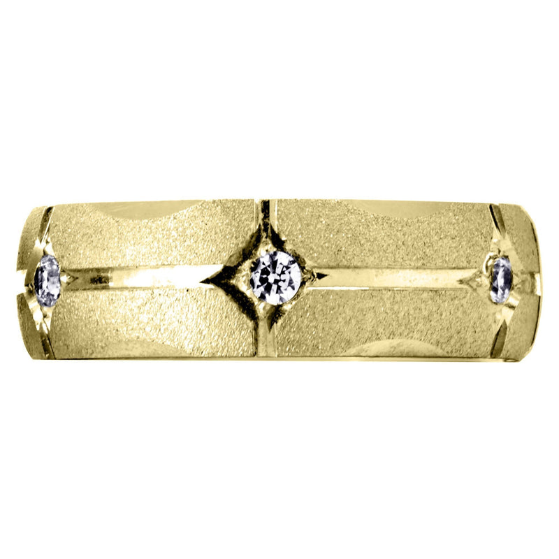 Yellow Gold Diamond Mens Wedding Band | 0.3 Carats | Wire Matt Finish (Brendan)
