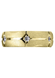 Yellow Gold Diamond Mens Wedding Band | 0.3 Carats | Wire Matt Finish (Brendan)