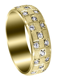 Yellow Gold Diamond Mens Wedding Band | 0.17 Carats | Stone Finish (Prince)