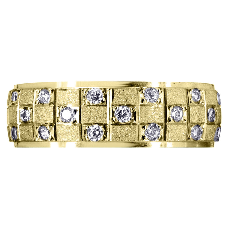Yellow Gold Diamond Mens Wedding Band | 0.17 Carats | Stone Finish (Prince)