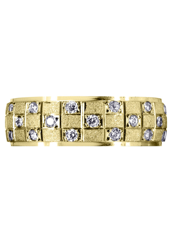 Yellow Gold Diamond Mens Wedding Band | 0.17 Carats | Stone Finish (Prince)