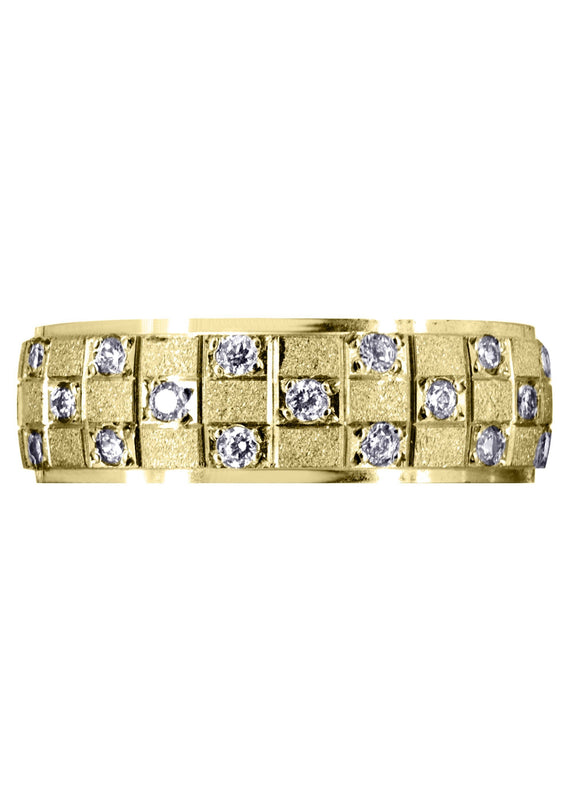 Yellow Gold Diamond Mens Wedding Band | 0.17 Carats | Stone Finish (Prince)
