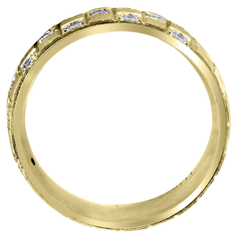 Yellow Gold Diamond Mens Wedding Band | 0.17 Carats | Stone Finish (Prince)