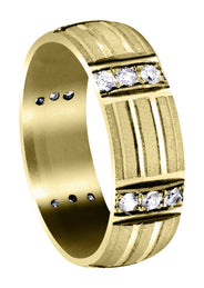 Yellow Gold Diamond Mens Wedding Band | 0.54 Carats | Wire Matt Finish (Kade)