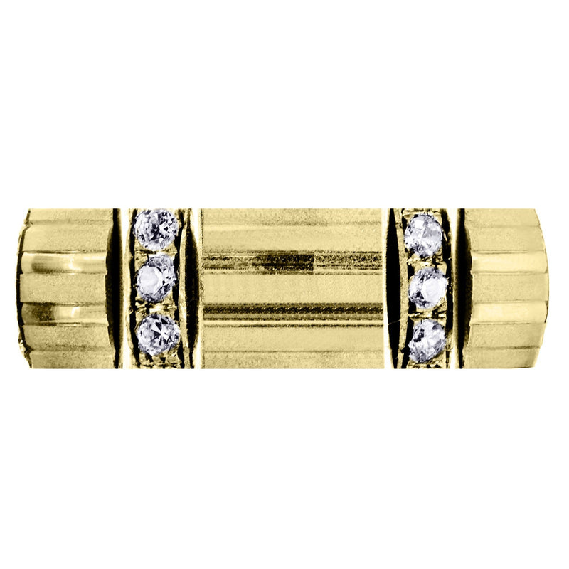 Yellow Gold Diamond Mens Wedding Band | 0.54 Carats | Wire Matt Finish (Kade)
