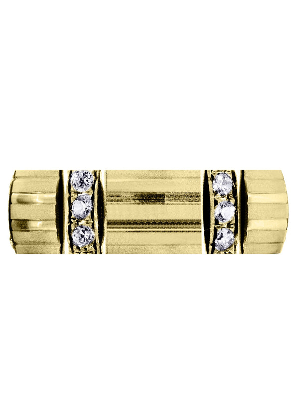 Yellow Gold Diamond Mens Wedding Band | 0.54 Carats | Wire Matt Finish (Kade)