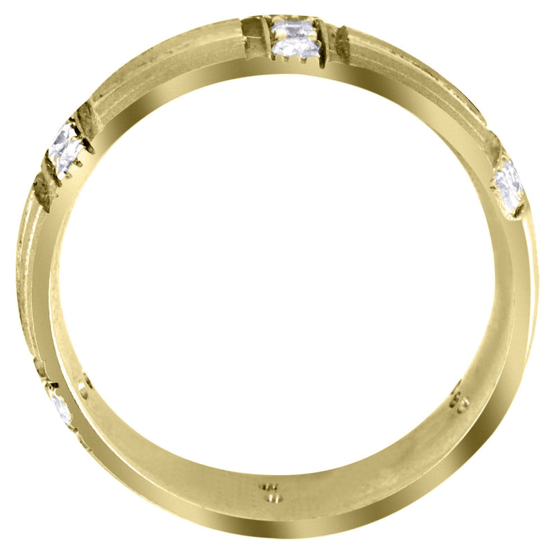 Yellow Gold Diamond Mens Wedding Band | 0.54 Carats | Wire Matt Finish (Kade)