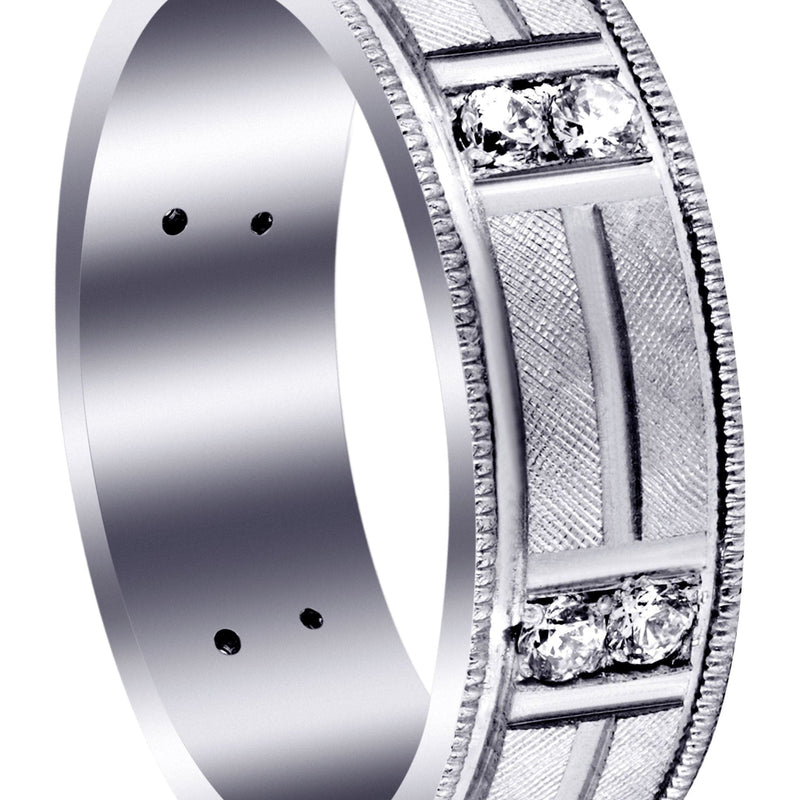 Diamond Mens Wedding Band | 0.48 Carats | Diamond Cut Finish (Derrick)