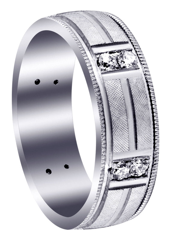 Diamond Mens Wedding Band | 0.48 Carats | Diamond Cut Finish (Derrick)
