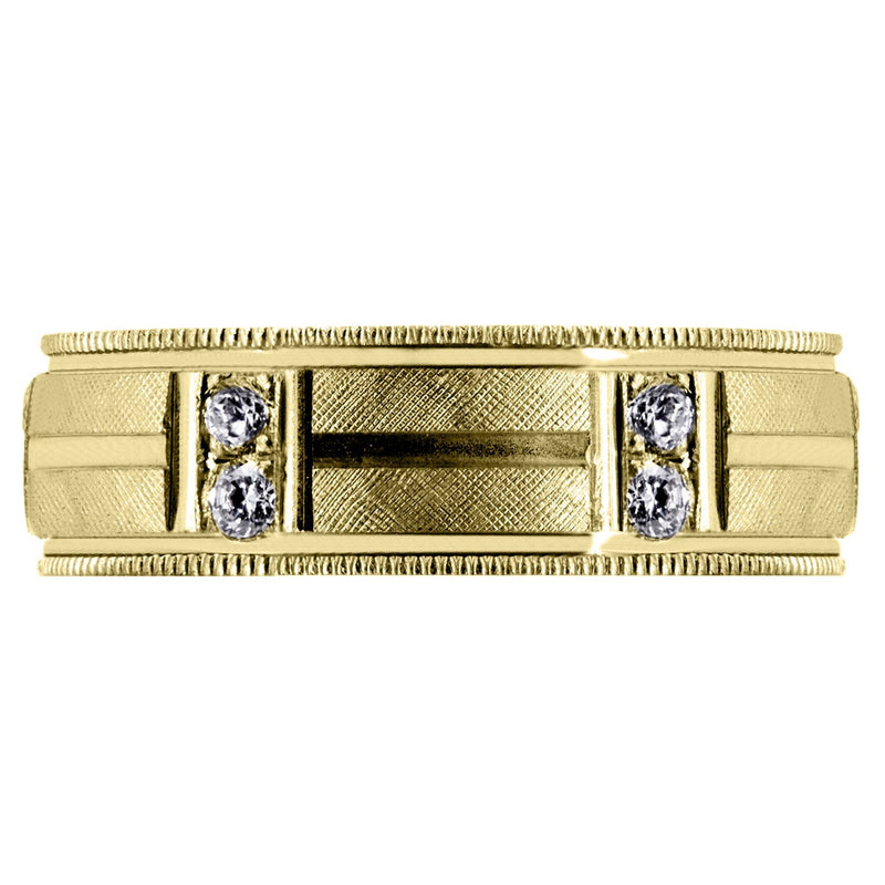 Yellow Gold Diamond Mens Wedding Band | 0.48 Carats | Diamond Cut Finish (Derrick)