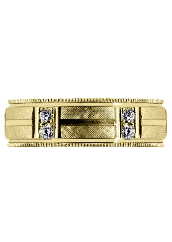 Yellow Gold Diamond Mens Wedding Band | 0.48 Carats | Diamond Cut Finish (Derrick)