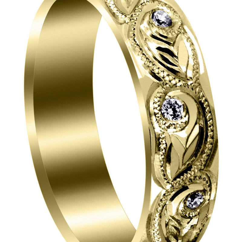 Yellow Gold Diamond Mens Wedding Band | 0.2 Carats | High Polish Finish (Abram)
