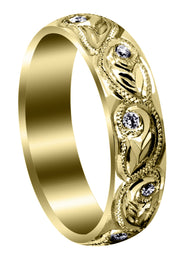 Yellow Gold Diamond Mens Wedding Band | 0.2 Carats | High Polish Finish (Abram)