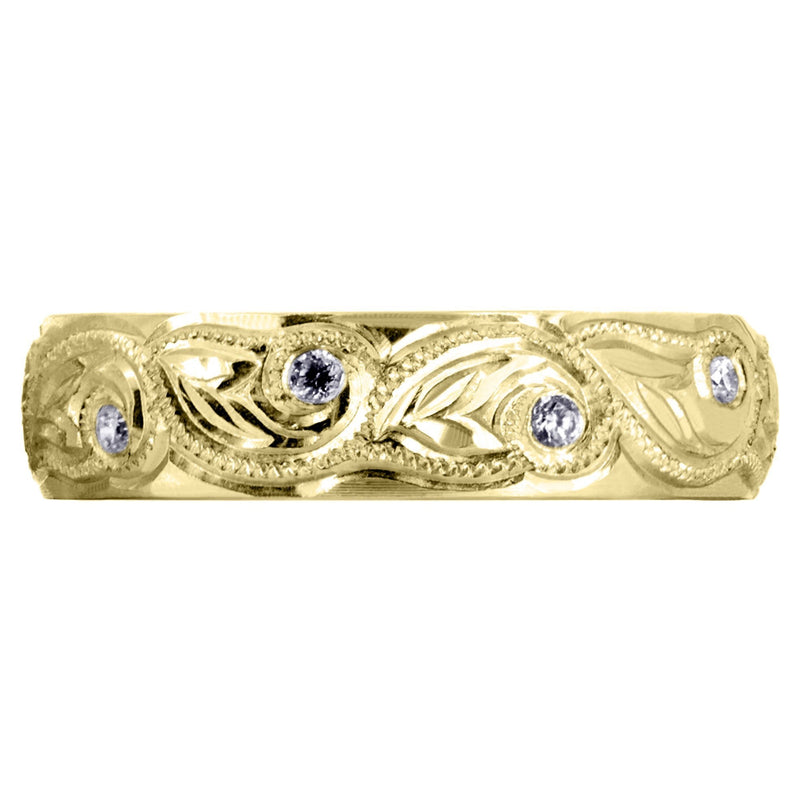 Yellow Gold Diamond Mens Wedding Band | 0.2 Carats | High Polish Finish (Abram)