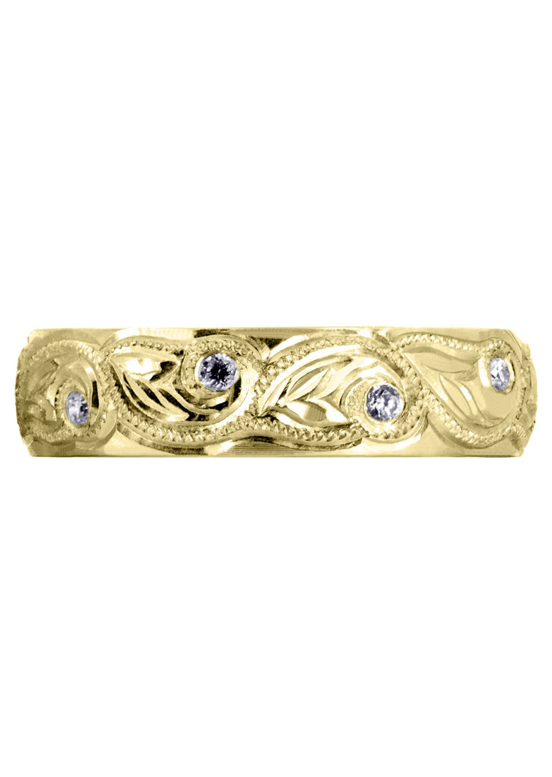 Yellow Gold Diamond Mens Wedding Band | 0.2 Carats | High Polish Finish (Abram)