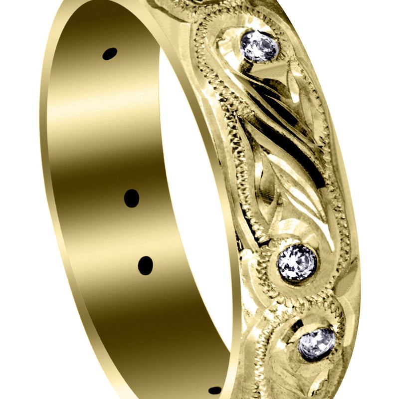 Yellow Gold Diamond Mens Wedding Band | 0.2 Carats | High Polish Finish (Kash)