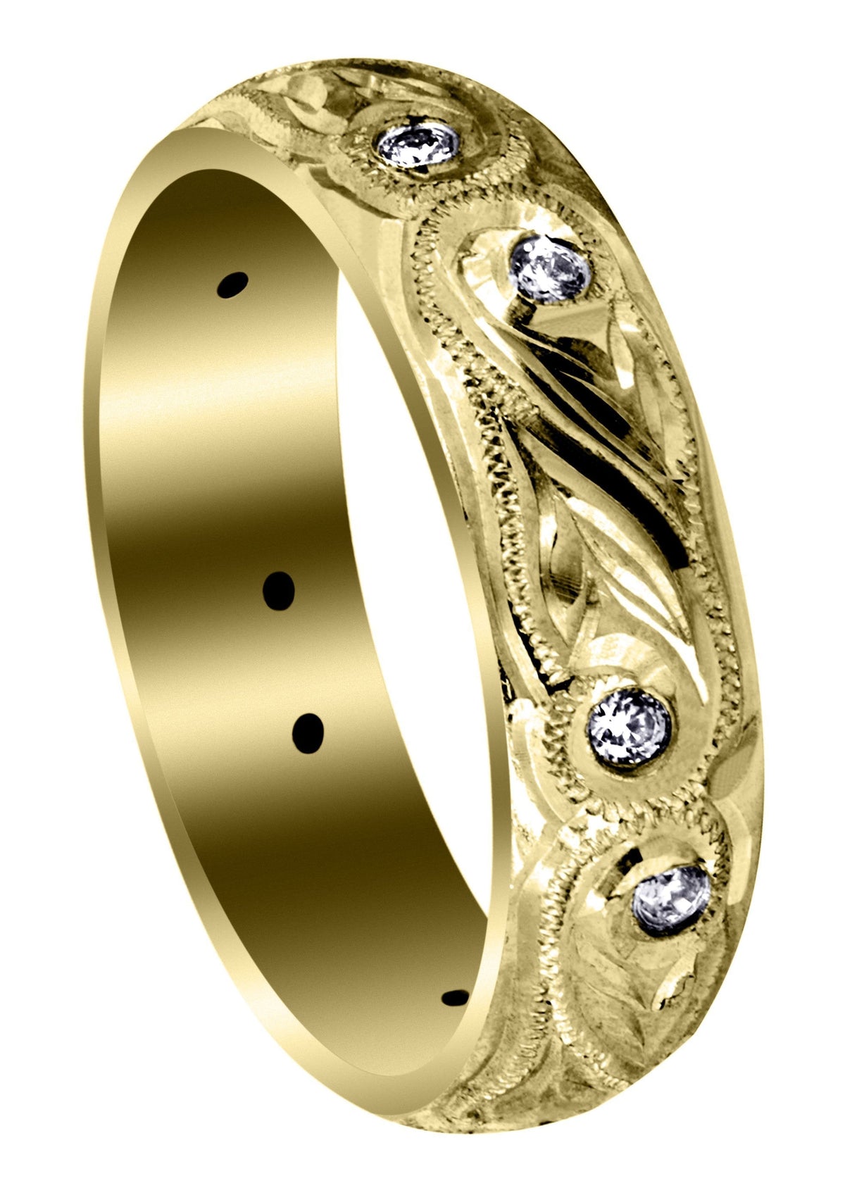 Yellow Gold Diamond Mens Wedding Band | 0.2 Carats | High Polish Finish (Kash)
