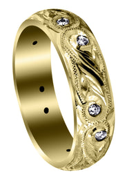 Yellow Gold Diamond Mens Wedding Band | 0.2 Carats | High Polish Finish (Kash)