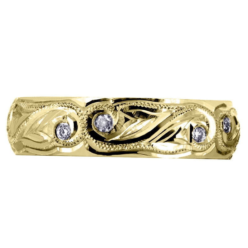 Yellow Gold Diamond Mens Wedding Band | 0.2 Carats | High Polish Finish (Kash)