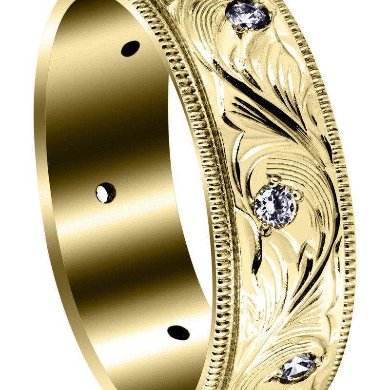 Yellow Gold Diamond Mens Wedding Band | 0.16 Carats | High Polish Finish (Daxton)