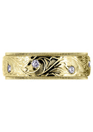 Yellow Gold Diamond Mens Wedding Band | 0.16 Carats | High Polish Finish (Daxton)