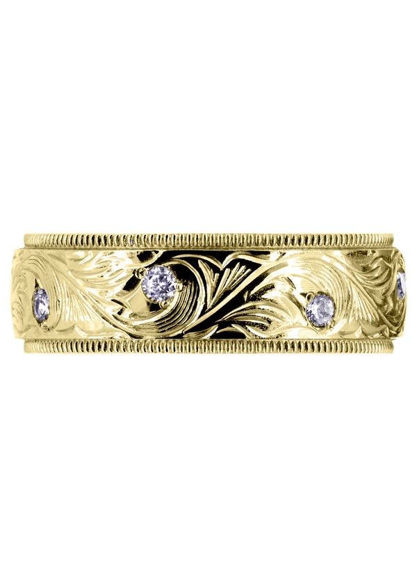 Yellow Gold Diamond Mens Wedding Band | 0.16 Carats | High Polish Finish (Daxton)