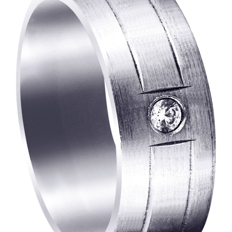 Diamond Mens Wedding Band | 0.05 Carats | Satin Finish (Malik)
