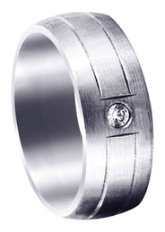 Diamond Mens Wedding Band | 0.05 Carats | Satin Finish (Malik)