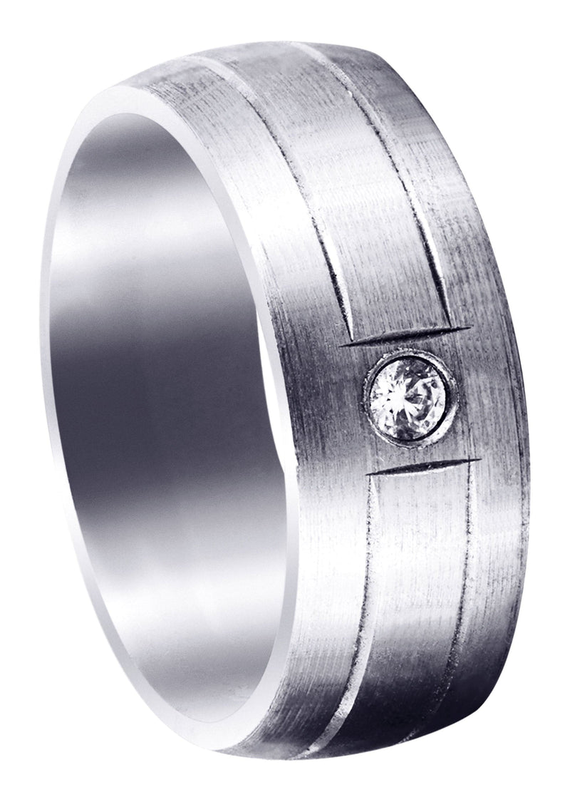 Diamond Mens Wedding Band | 0.05 Carats | Satin Finish (Malik)