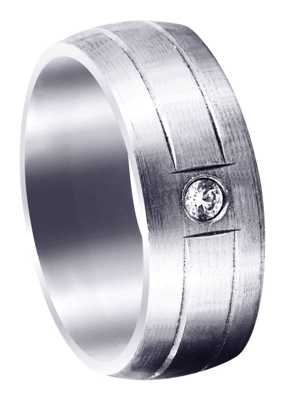 Diamond Mens Wedding Band | 0.05 Carats | Satin Finish (Malik)