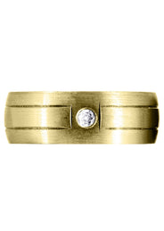 Yellow Gold Diamond Mens Wedding Band | 0.05 Carats | Satin Finish (Malik)