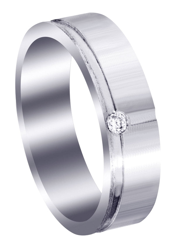 Diamond Unique Mens Wedding Band | 0.05 Carats | Satin Finish (Romeo)
