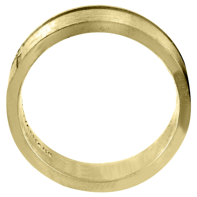 Yellow Gold Diamond Unique Mens Wedding Band | 0.05 Carats | Satin Finish (Romeo)