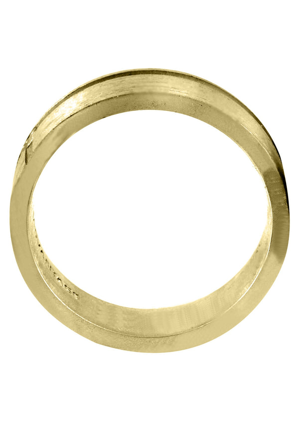 Yellow Gold Diamond Unique Mens Wedding Band | 0.05 Carats | Satin Finish (Romeo)