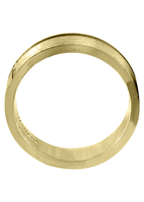 Yellow Gold Diamond Unique Mens Wedding Band | 0.05 Carats | Satin Finish (Romeo)