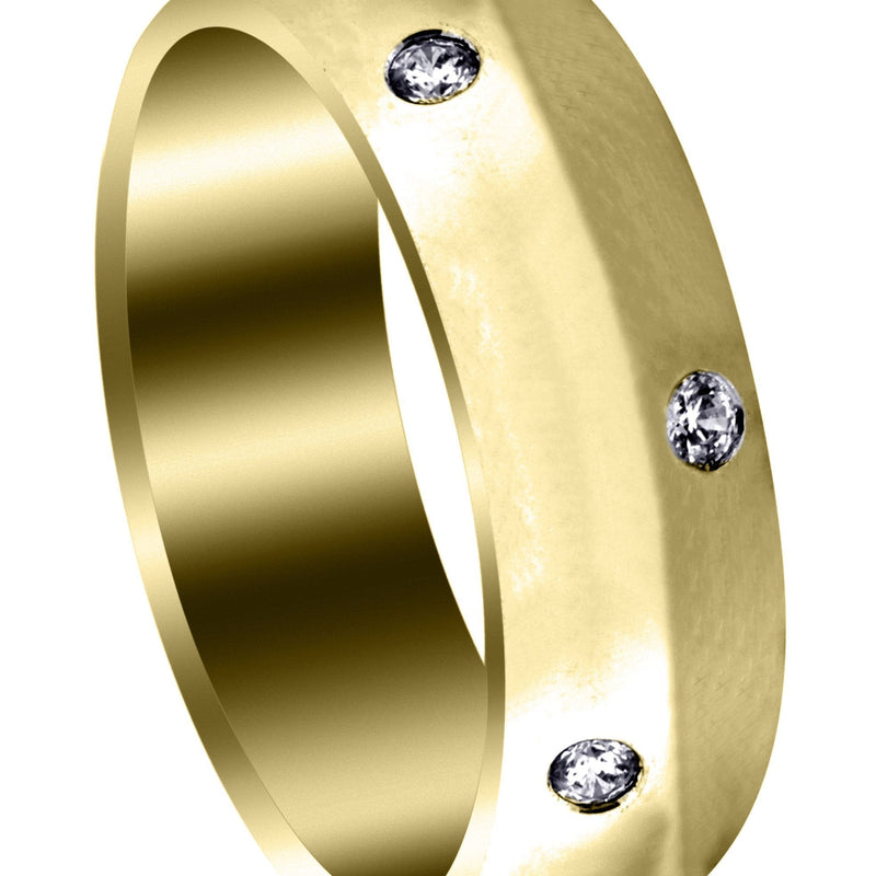 Yellow Gold Diamond Mens Wedding Band | 0.36 Carats | High Polish Finish (Solomon)
