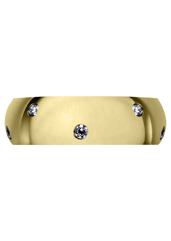 Yellow Gold Diamond Mens Wedding Band | 0.36 Carats | High Polish Finish (Solomon)