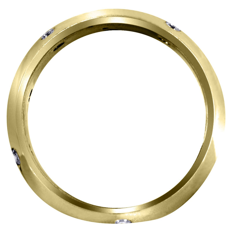 Yellow Gold Diamond Mens Wedding Band | 0.36 Carats | High Polish Finish (Solomon)