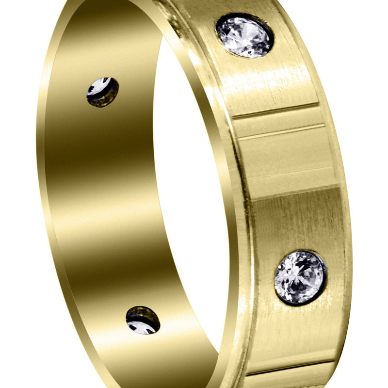Yellow Gold Diamond Mens Wedding Band | 0.42 Carats | Satin Finish (Noel)