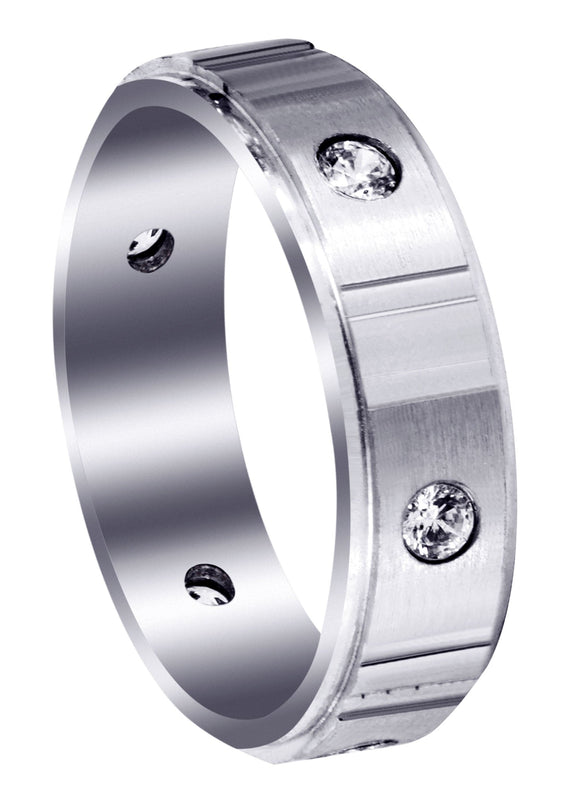 Diamond Mens Wedding Band | 0.42 Carats | Satin Finish (Noel)