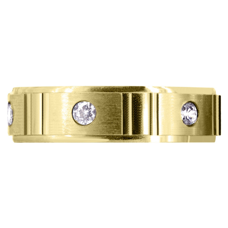 Yellow Gold Diamond Mens Wedding Band | 0.42 Carats | Satin Finish (Noel)