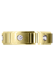 Yellow Gold Diamond Mens Wedding Band | 0.42 Carats | Satin Finish (Noel)