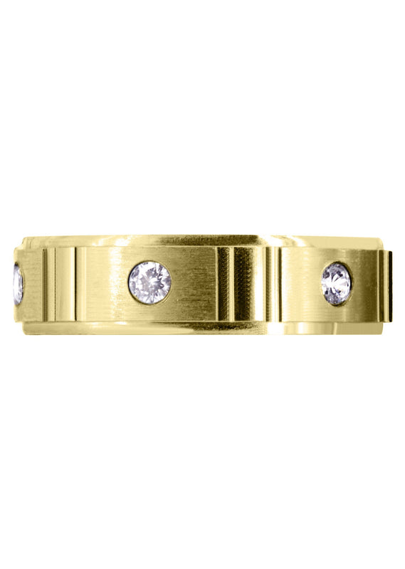 Yellow Gold Diamond Mens Wedding Band | 0.42 Carats | Satin Finish (Noel)