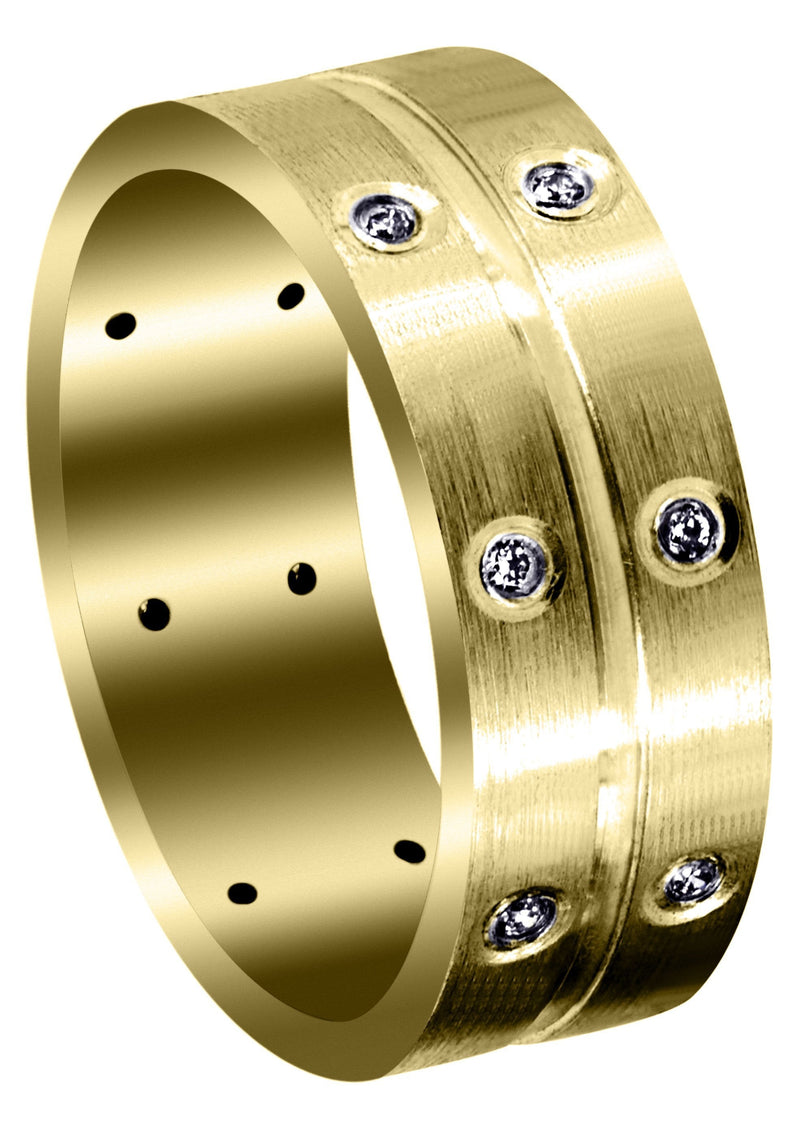 Yellow Gold Diamond Mens Wedding Band | 0.24 Carats | High Polish Finish (Zaiden)