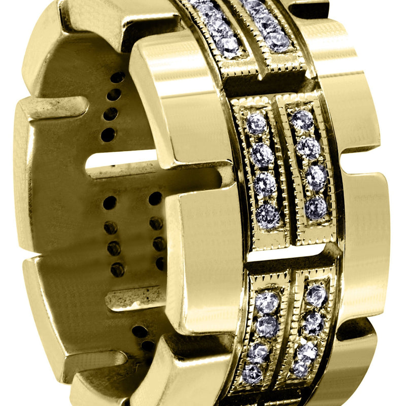 Yellow Gold Diamond Mens Wedding Band | 0.64 Carats | High Polish Finish (Ruben)