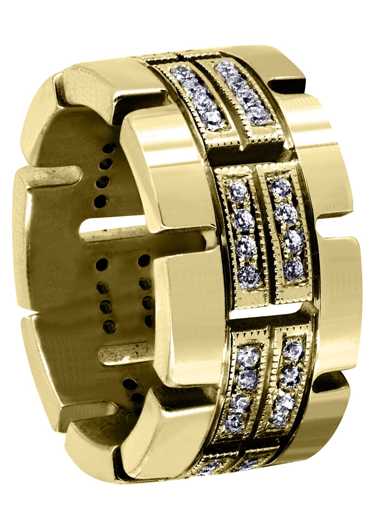 Yellow Gold Diamond Mens Wedding Band | 0.64 Carats | High Polish Finish (Ruben)