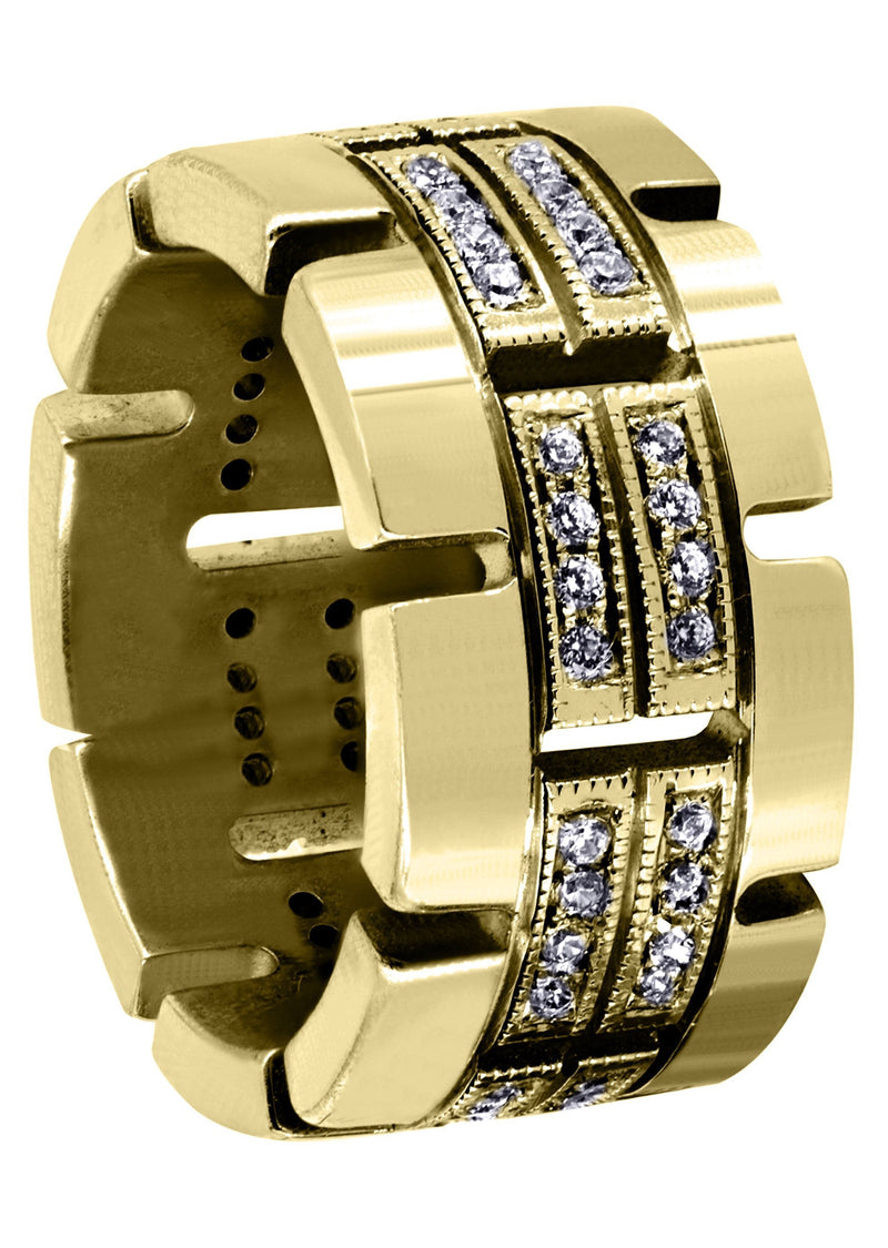 Yellow Gold Diamond Mens Wedding Band | 0.64 Carats | High Polish Finish (Ruben)